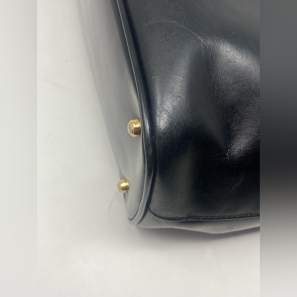 GUCCI Bamboo Clasp Top Hand Bag Leather Black Vintage - Picture 5 of 16